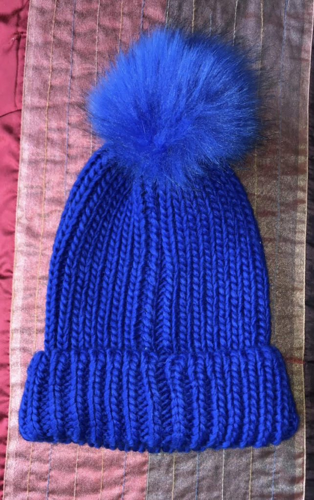 royal blue pom pom hat